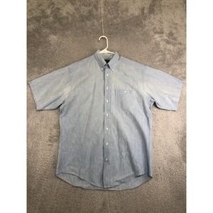 VTG James River Traders Shirt Mens Size M Blue Made in USA Button Up